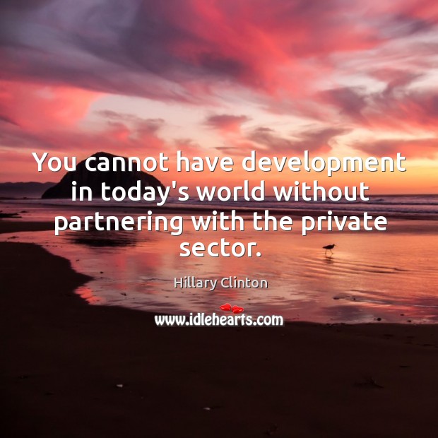 You cannot have development in today’s world without partnering with the private sector. Image