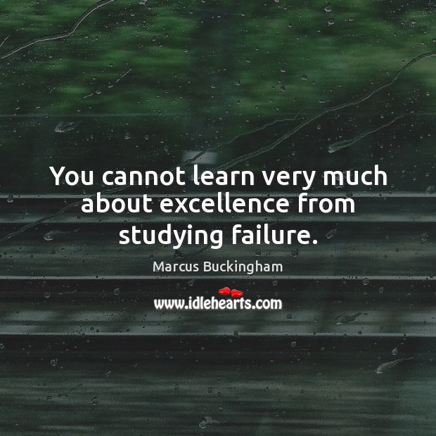 You cannot learn very much about excellence from studying failure. Image