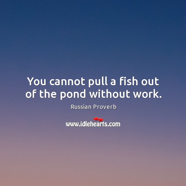 You cannot pull a fish out of the pond without work. Russian Proverbs Image