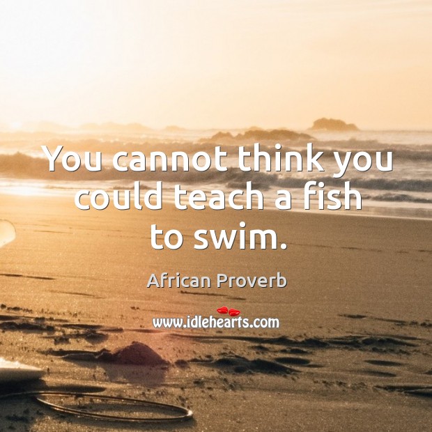 You cannot think you could teach a fish to swim. African Proverbs Image