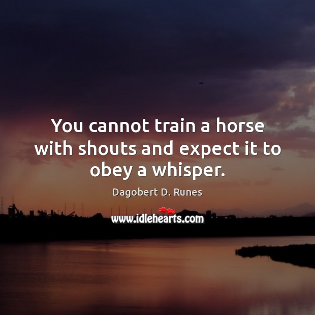 You cannot train a horse with shouts and expect it to obey a whisper. Image