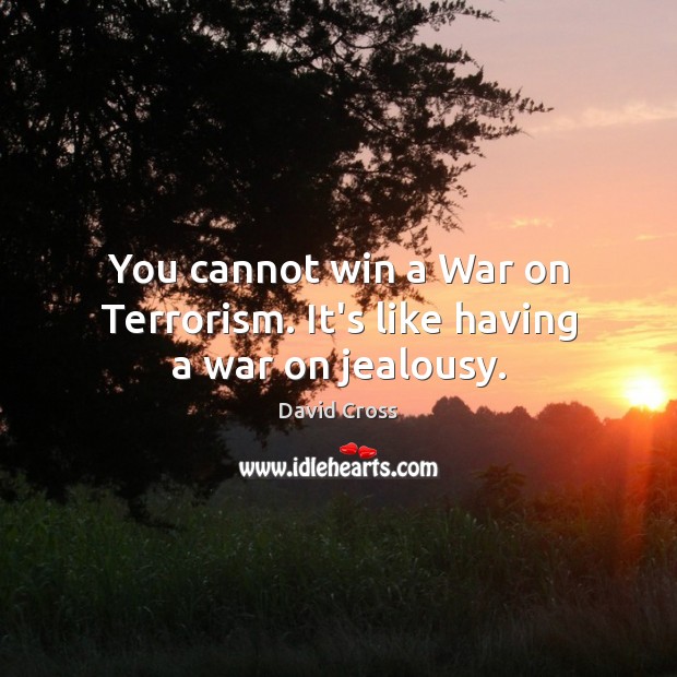 You cannot win a War on Terrorism. It’s like having a war on jealousy. David Cross Picture Quote
