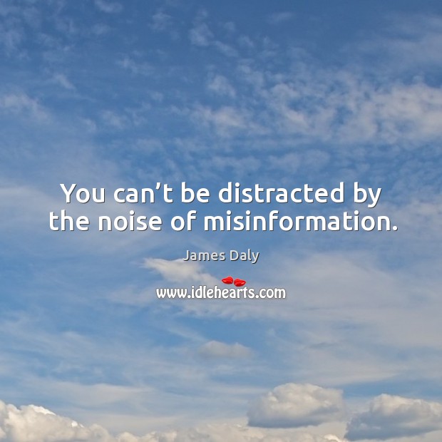You can’t be distracted by the noise of misinformation. James Daly Picture Quote