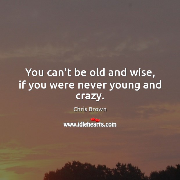 You can’t be old and wise, if you were never young and crazy. Chris Brown Picture Quote