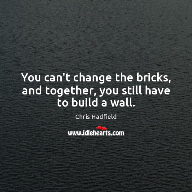 You can’t change the bricks, and together, you still have to build a wall. Chris Hadfield Picture Quote