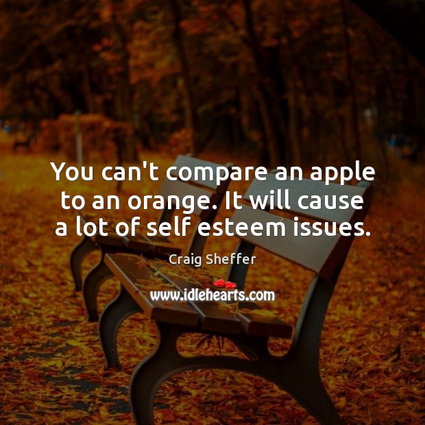 You can’t compare an apple to an orange. It will cause a lot of self esteem issues. Craig Sheffer Picture Quote