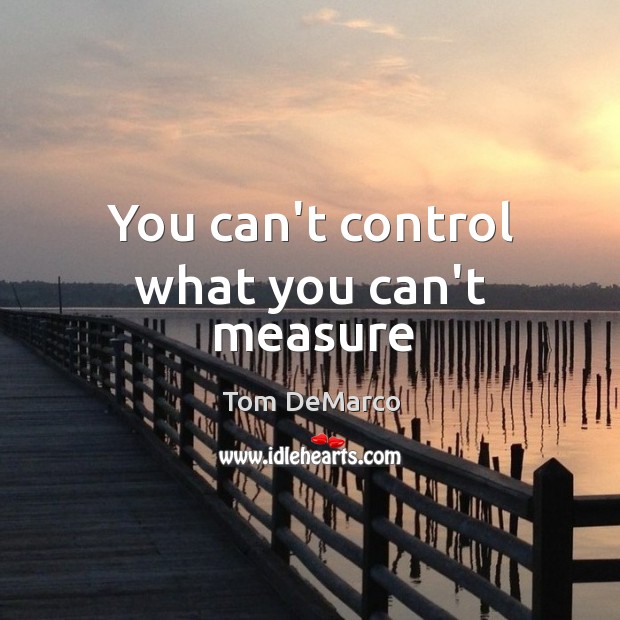 You can’t control what you can’t measure Tom DeMarco Picture Quote