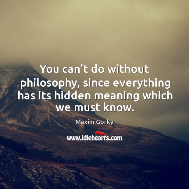 You can’t do without philosophy, since everything has its hidden meaning which we must know. Hidden Quotes Image