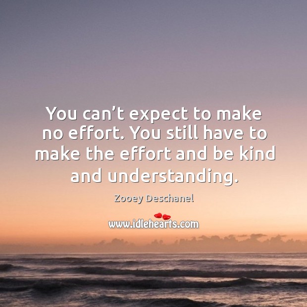 You can’t expect to make no effort. You still have to make the effort and be kind and understanding. Zooey Deschanel Picture Quote