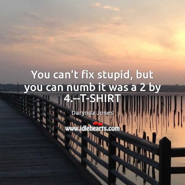 You can’t fix stupid, but you can numb it was a 2 by 4.–T-SHIRT Image