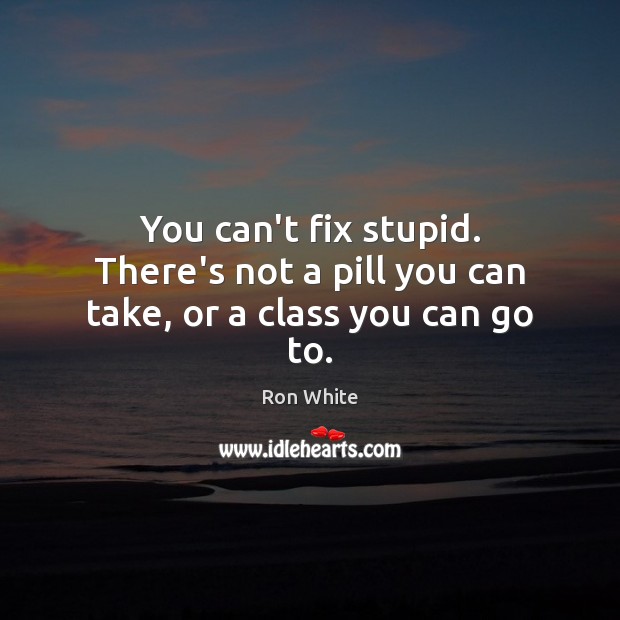 You can’t fix stupid. There’s not a pill you can take, or a class you can go to. Image