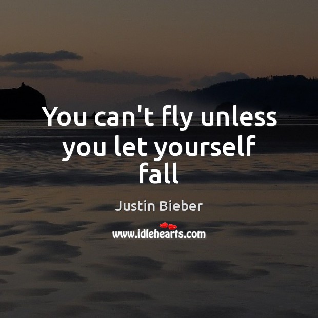 You can’t fly unless you let yourself fall Justin Bieber Picture Quote