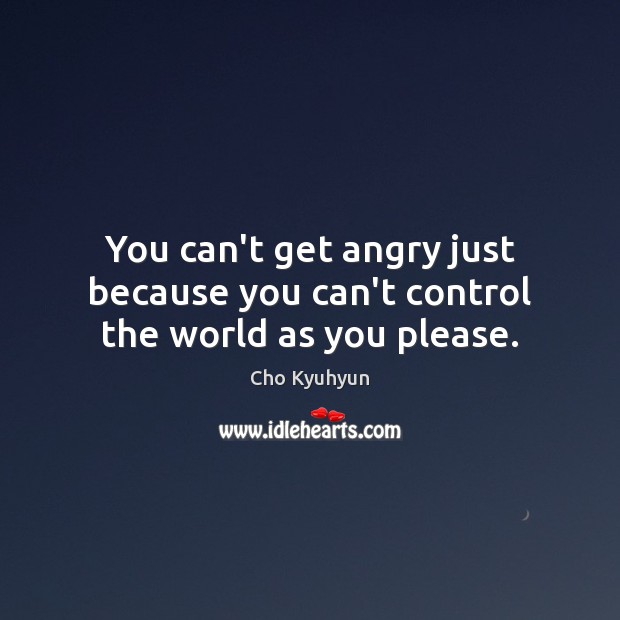 You can’t get angry just because you can’t control the world as you please. Cho Kyuhyun Picture Quote