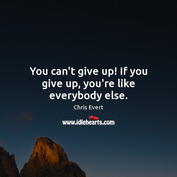 You can’t give up! If you give up, you’re like everybody else. Chris Evert Picture Quote