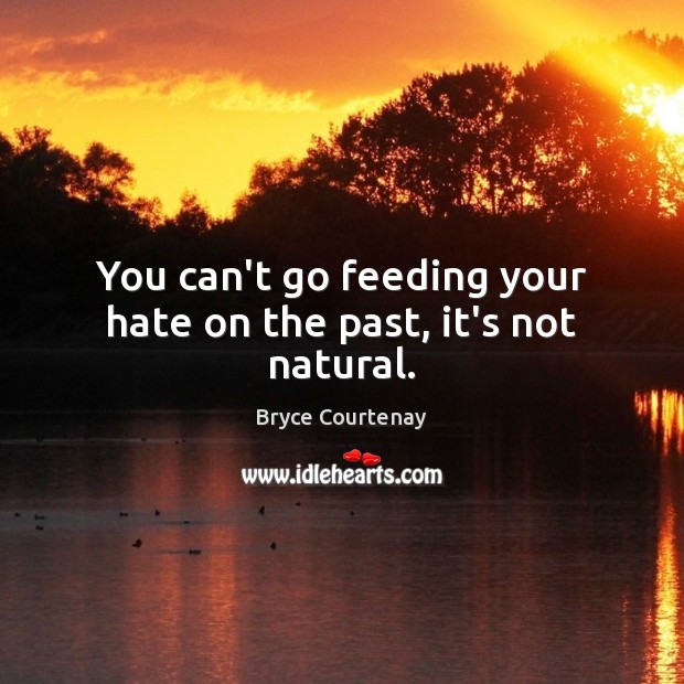 You can’t go feeding your hate on the past, it’s not natural. Bryce Courtenay Picture Quote