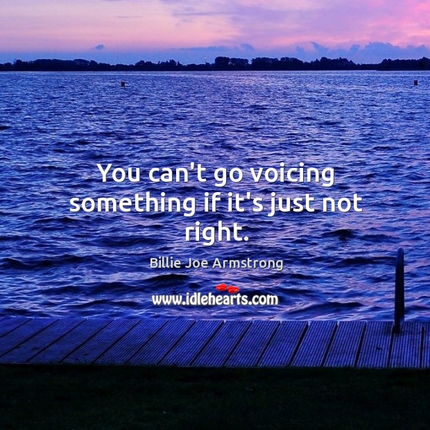 You can’t go voicing something if it’s just not right. Billie Joe Armstrong Picture Quote