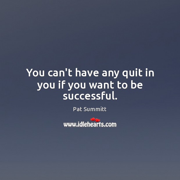 You can’t have any quit in you if you want to be successful. Image