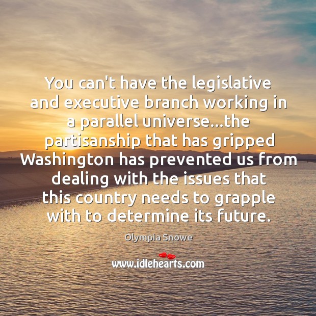 You can’t have the legislative and executive branch working in a parallel Image