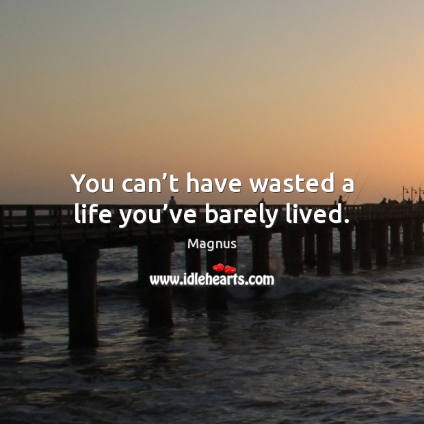 You can’t have wasted a life you’ve barely lived. Image