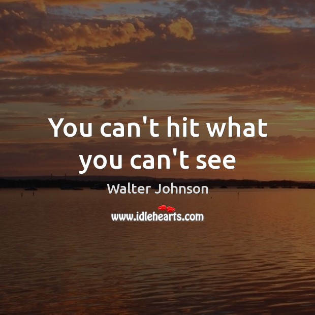 You can’t hit what you can’t see Walter Johnson Picture Quote