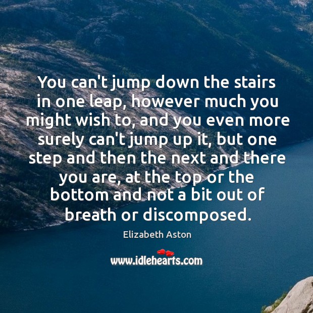 You can’t jump down the stairs in one leap, however much you Elizabeth Aston Picture Quote