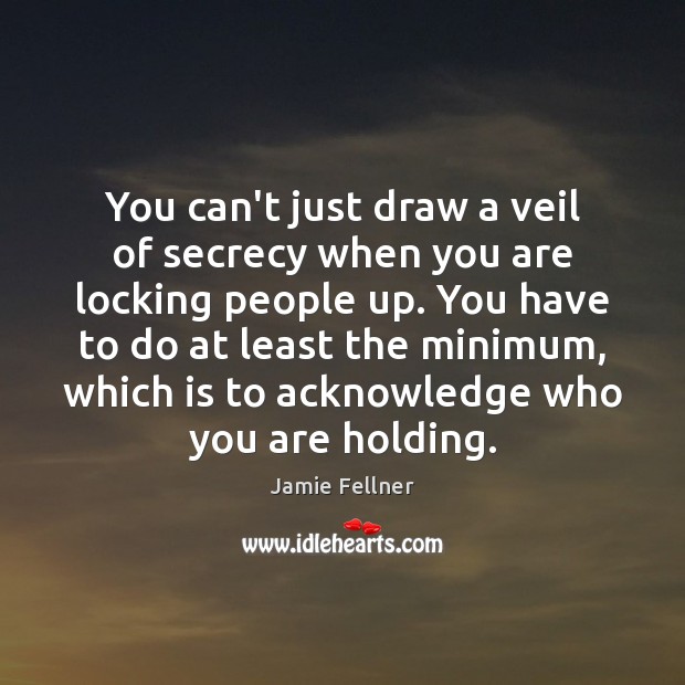You can’t just draw a veil of secrecy when you are locking Jamie Fellner Picture Quote