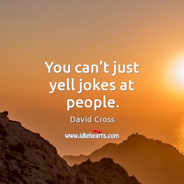 You can’t just yell jokes at people. David Cross Picture Quote
