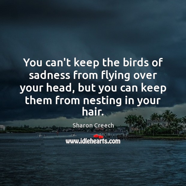 You can’t keep the birds of sadness from flying over your head, Sharon Creech Picture Quote