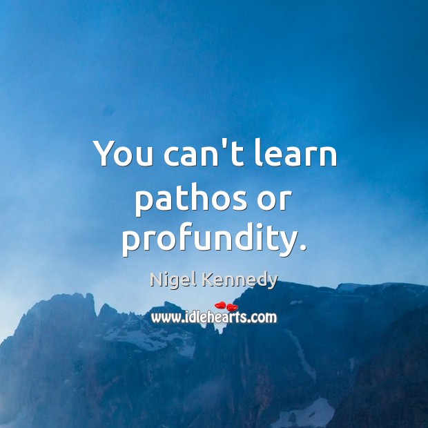 You can’t learn pathos or profundity. Nigel Kennedy Picture Quote