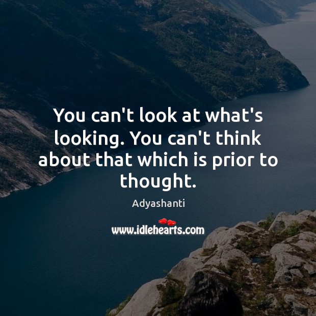 You can’t look at what’s looking. You can’t think about that which is prior to thought. Adyashanti Picture Quote