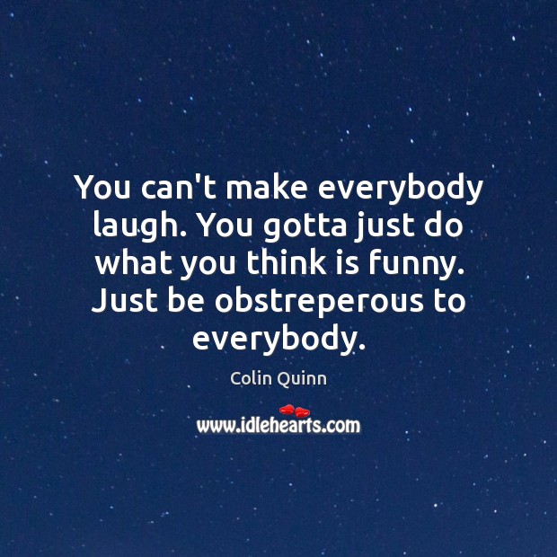 You can’t make everybody laugh. You gotta just do what you think Colin Quinn Picture Quote