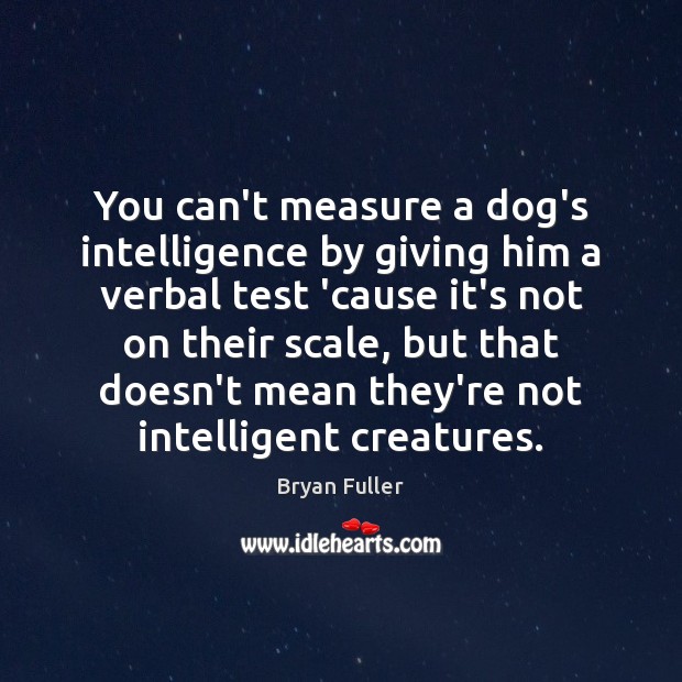 You can’t measure a dog’s intelligence by giving him a verbal test Bryan Fuller Picture Quote