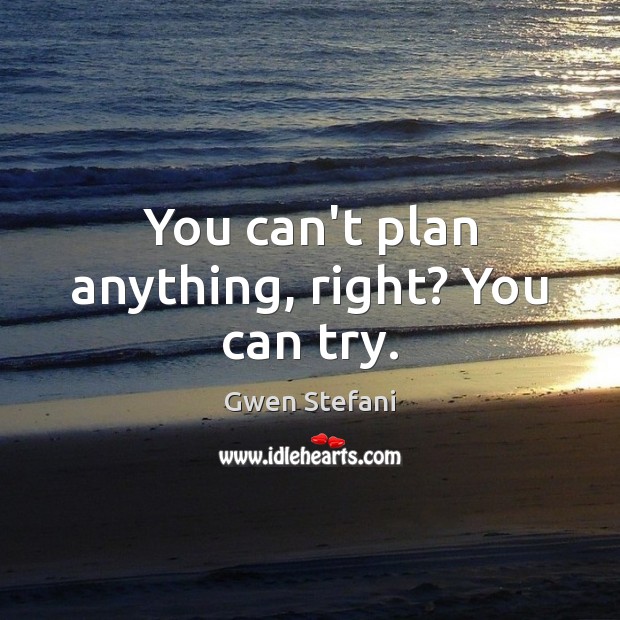 You can’t plan anything, right? You can try. Gwen Stefani Picture Quote