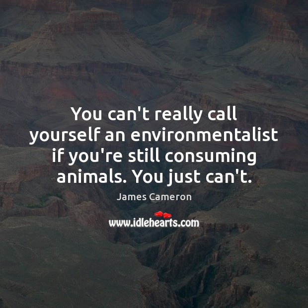 You can’t really call yourself an environmentalist if you’re still consuming animals. James Cameron Picture Quote