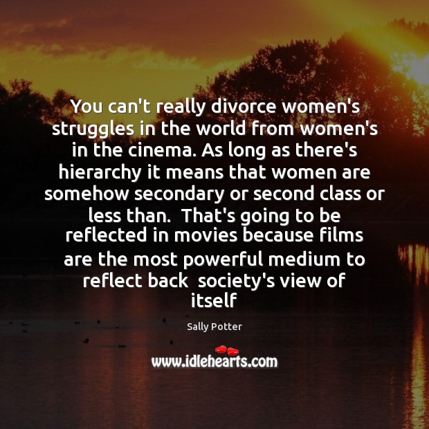 You can’t really divorce women’s struggles in the world from women’s in Sally Potter Picture Quote