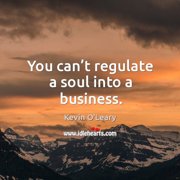 You can’t regulate a soul into a business. Kevin O’Leary Picture Quote