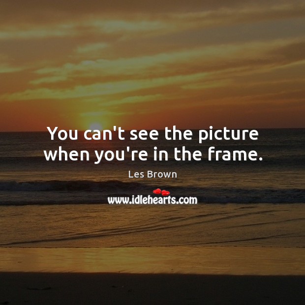 You can’t see the picture when you’re in the frame. Les Brown Picture Quote