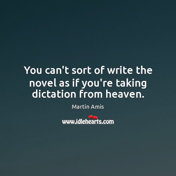 You can’t sort of write the novel as if you’re taking dictation from heaven. Martin Amis Picture Quote