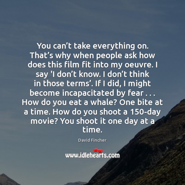 You can’t take everything on. That’s why when people ask David Fincher Picture Quote
