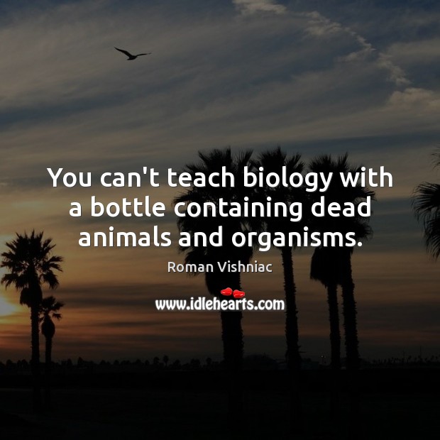 You can’t teach biology with a bottle containing dead animals and organisms. Image