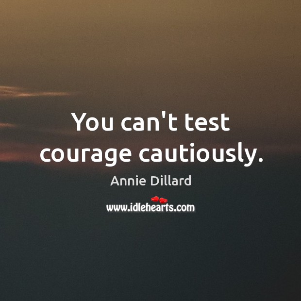 You can’t test courage cautiously. Annie Dillard Picture Quote