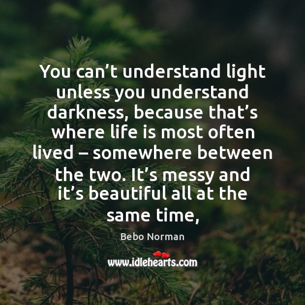 You can’t understand light unless you understand darkness, because that’s Image