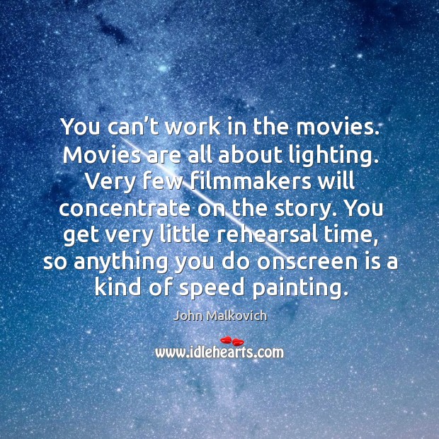 You can’t work in the movies. Movies are all about lighting. Movies Quotes Image
