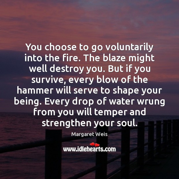 You choose to go voluntarily into the fire. The blaze might well Margaret Weis Picture Quote