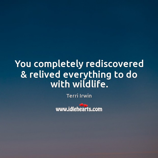 You completely rediscovered & relived everything to do with wildlife. Terri Irwin Picture Quote