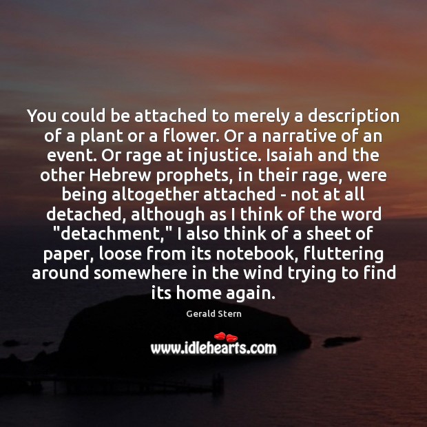 You could be attached to merely a description of a plant or Gerald Stern Picture Quote