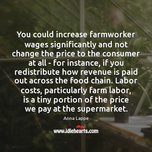 You could increase farmworker wages significantly and not change the price to Anna Lappe Picture Quote