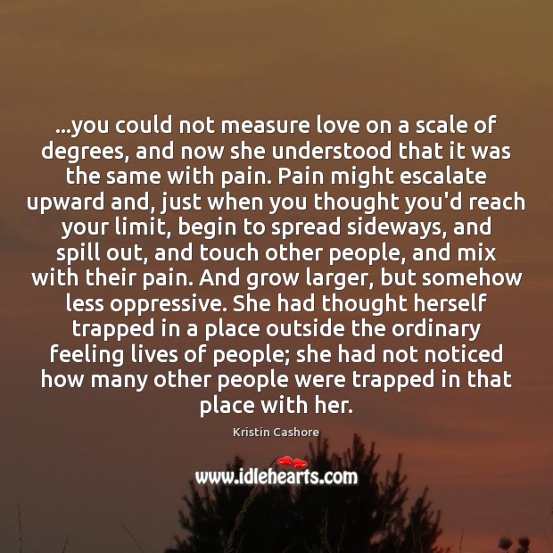 …you could not measure love on a scale of degrees, and now Kristin Cashore Picture Quote