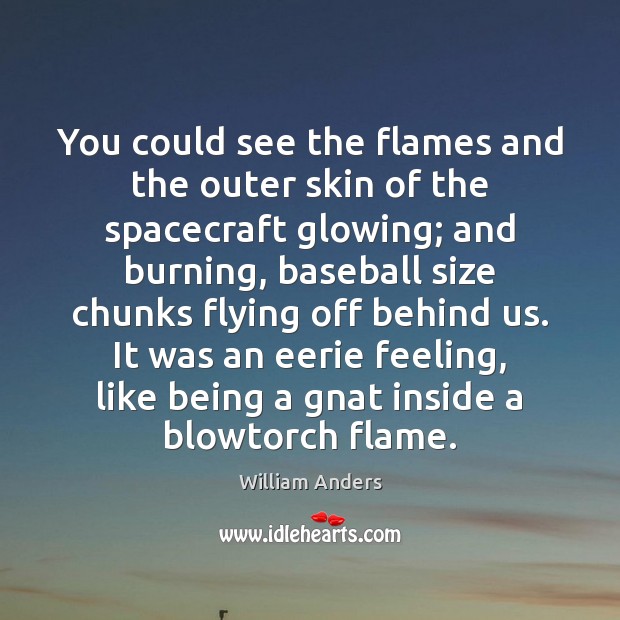 You could see the flames and the outer skin of the spacecraft William Anders Picture Quote