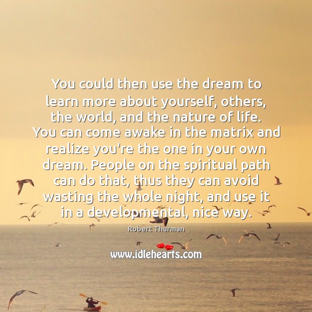 You could then use the dream to learn more about yourself, others, Robert Thurman Picture Quote